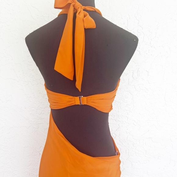Reformation Vivi Maxi Silk Cut Out Dress in Citrus Orange Womens Size 4 - Picture 10 of 12